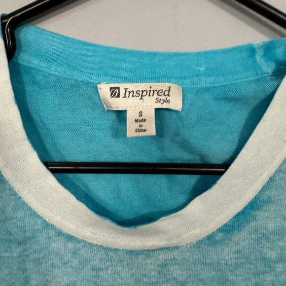 Inspired Style Blue & White Tank Top Sleeveless Women's Size Small 100% Cotton - Picture 2 of 5
